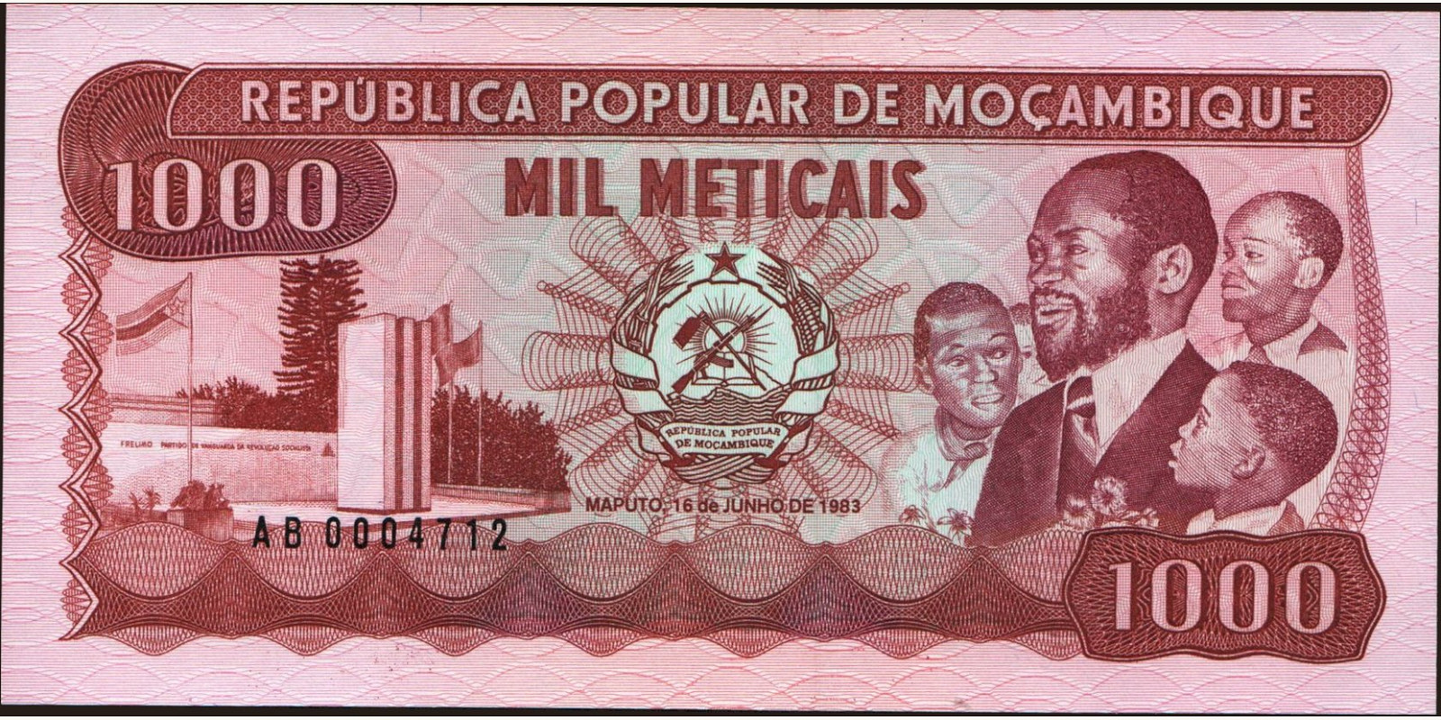 1000 meticais Мозамбик 1983 — Лицевая сторона