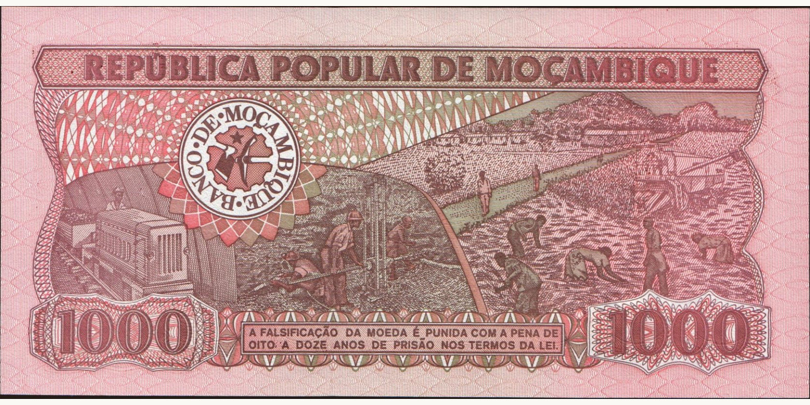 1000 meticais Мозамбик 1989 — Оборотная сторона