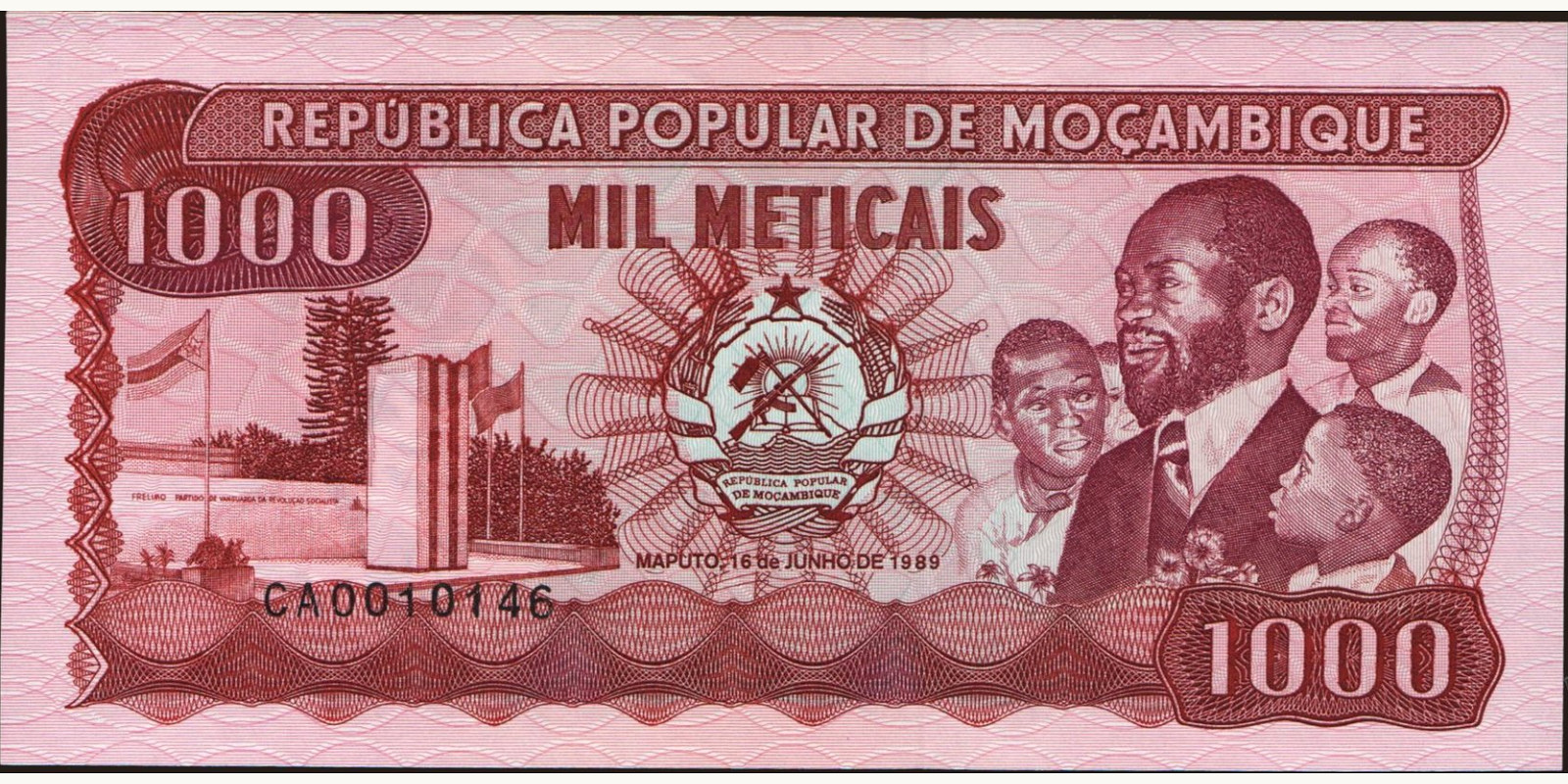 1000 meticais Мозамбик 1989 — Лицевая сторона