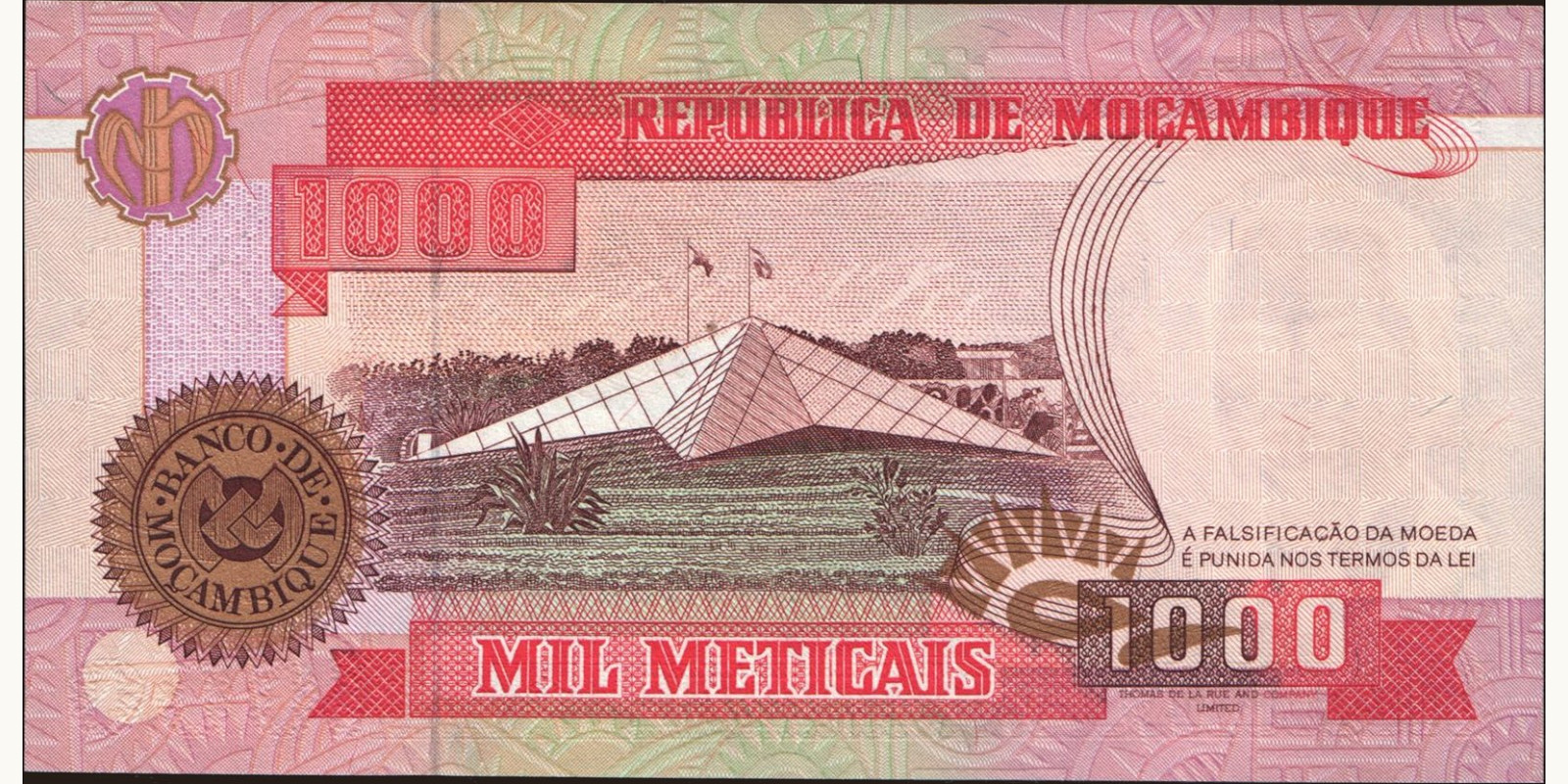 1000 meticais Mozambique 1991 — Back side