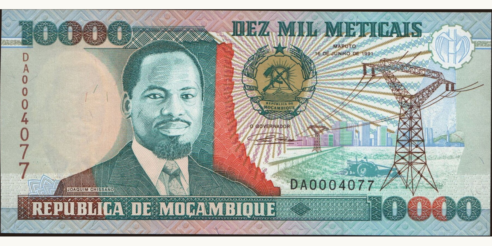 10000 meticais Мозамбик 1991 — Лицевая сторона
