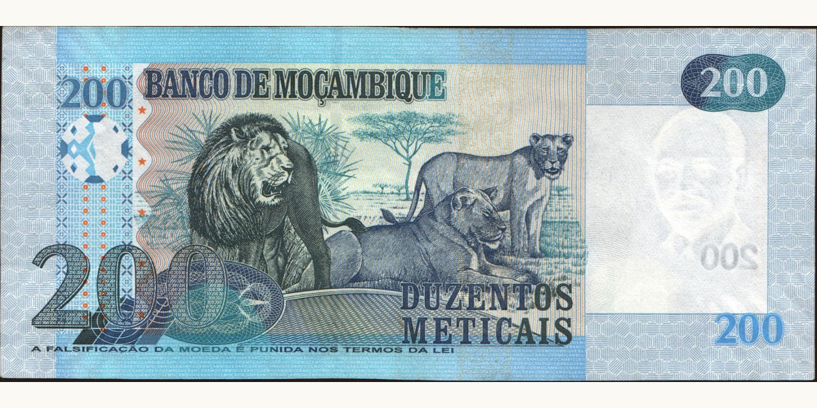 200 meticais Mozambique 2006 — Back side