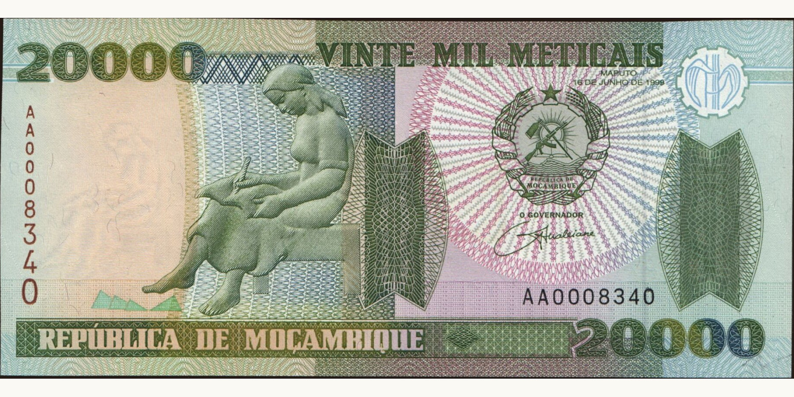 20000 meticais Мозамбик 1999 — Лицевая сторона