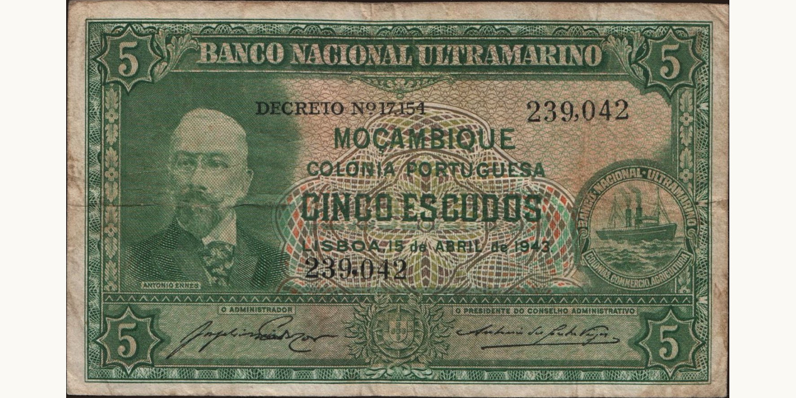 5 escudos 1943