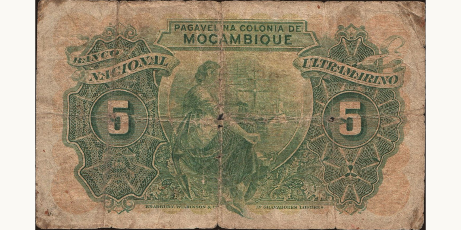 5 escudos Mozambique 1945 — Back side