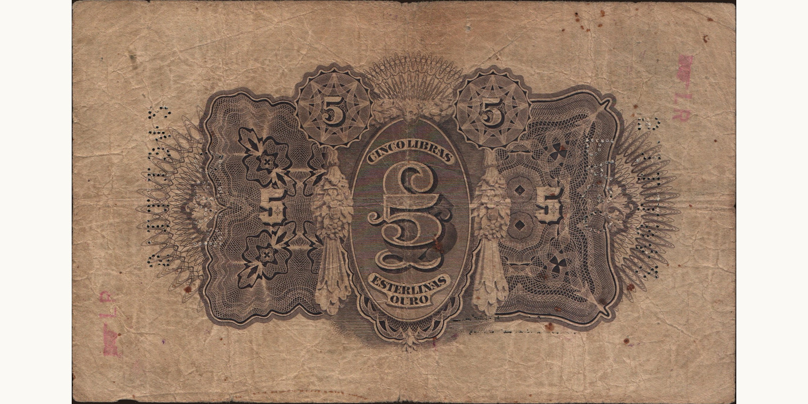 5 libras Мозамбик 1919 — Оборотная сторона