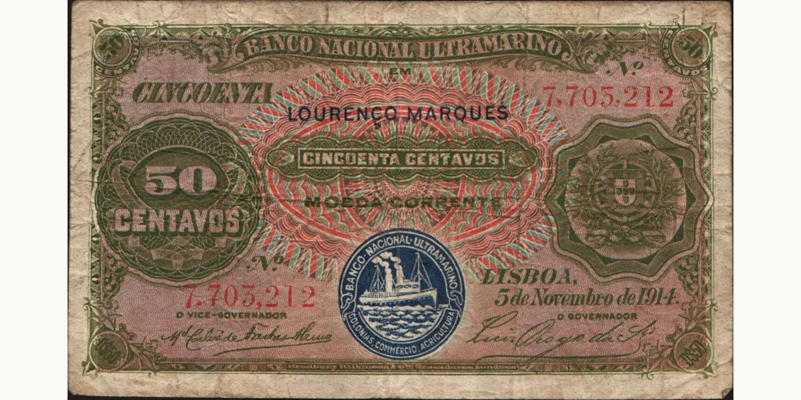 50 centavos Mozambique 1914 — Front side