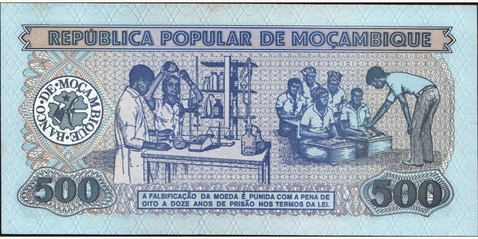 500 meticais Mozambique 1989 — Back side