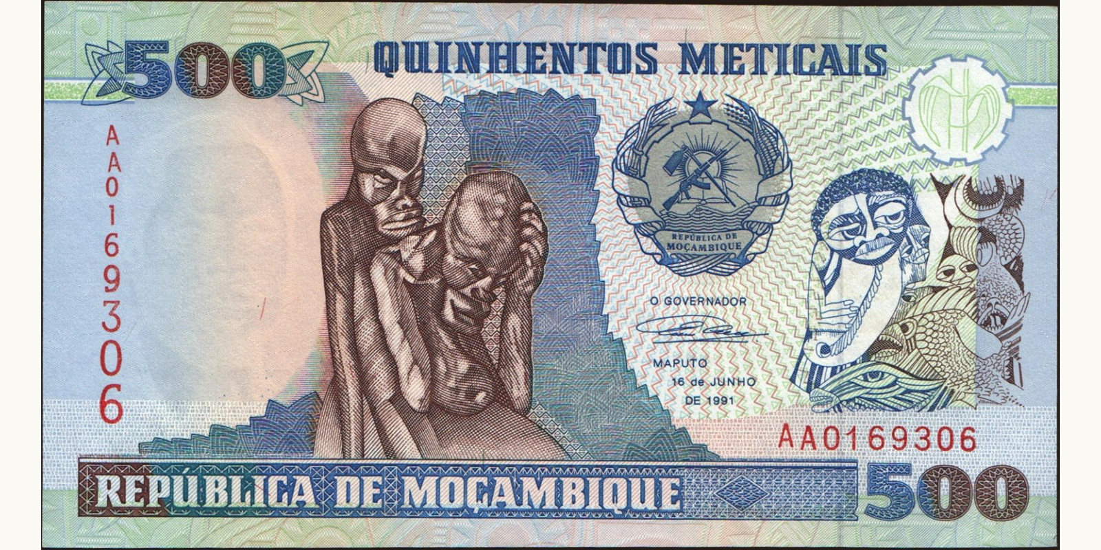 500 meticais Мозамбик 1991 — Лицевая сторона