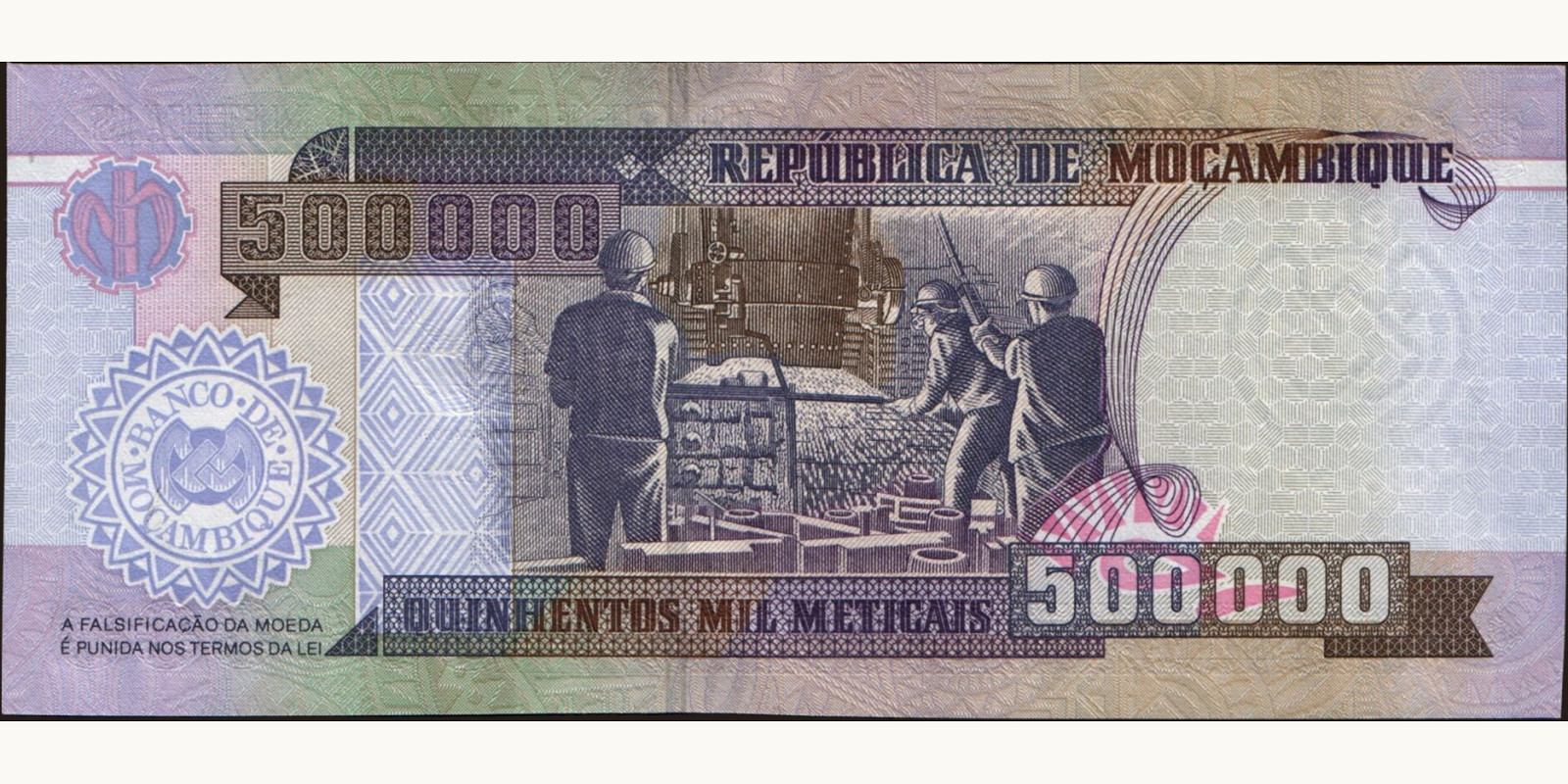 500000 meticais Mozambique 2003 — Back side