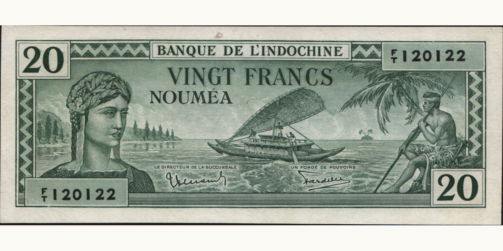 20 franc Новая Каледония 1944 — Лицевая сторона