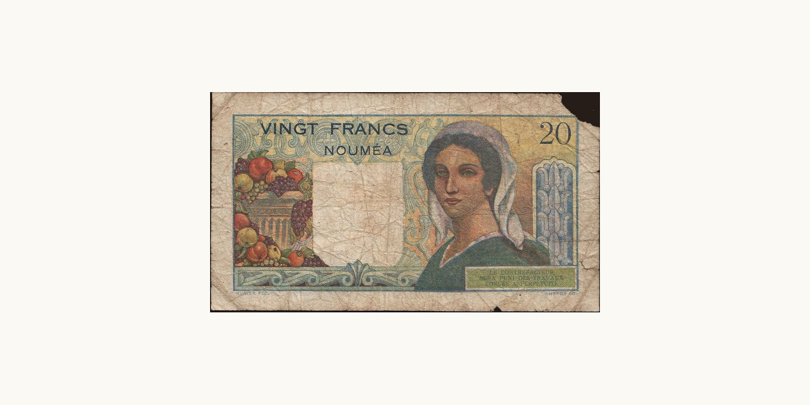 20 franc Новая Каледония 1951 — Оборотная сторона