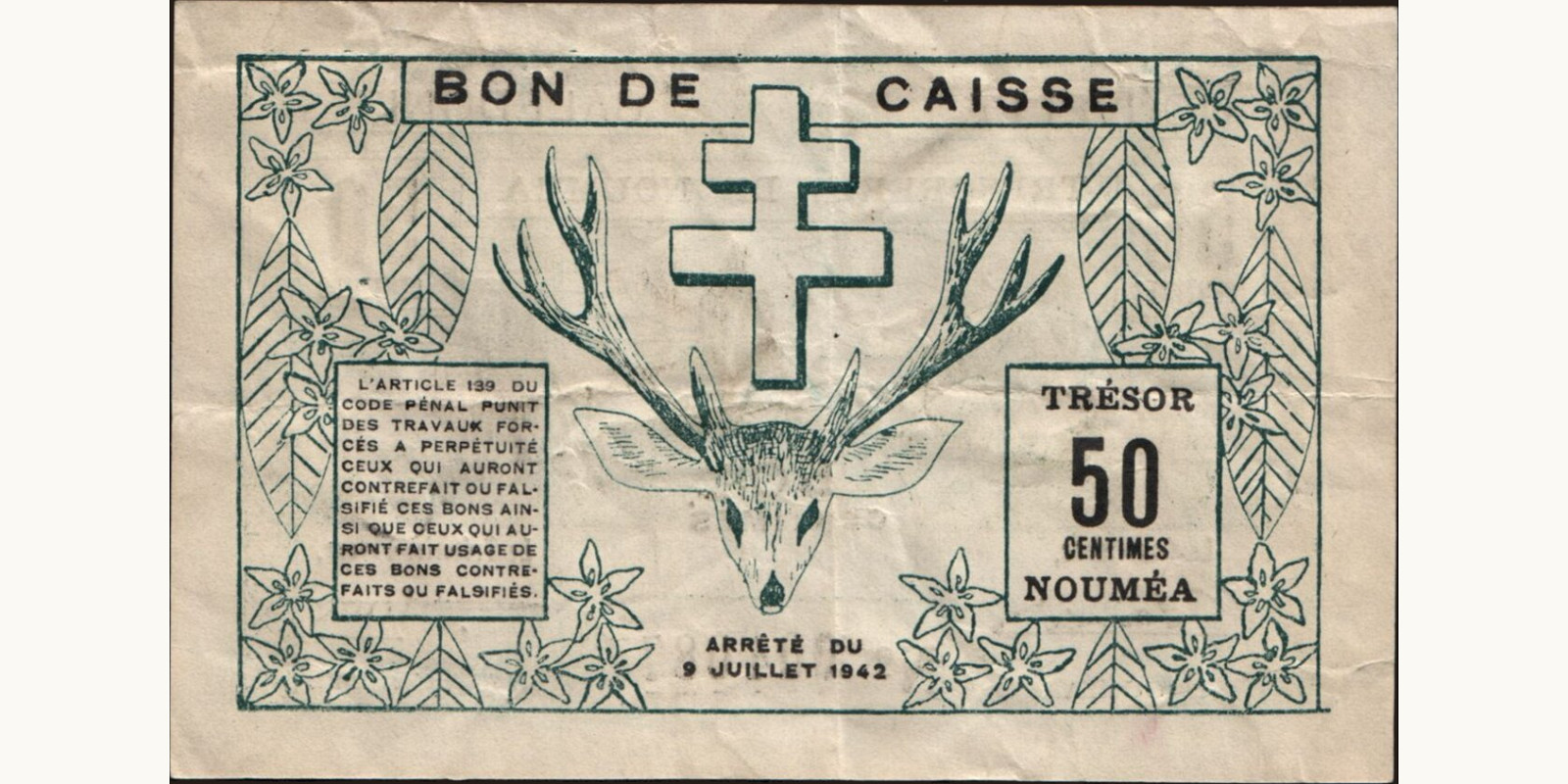 50 cent Новая Каледония 1942 — Оборотная сторона