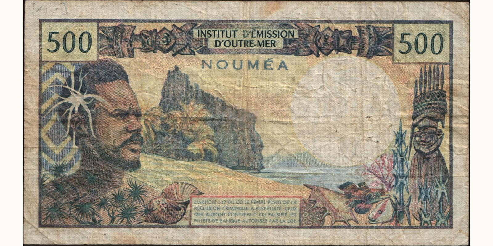 500 franc Новая Каледония 1969 — Оборотная сторона