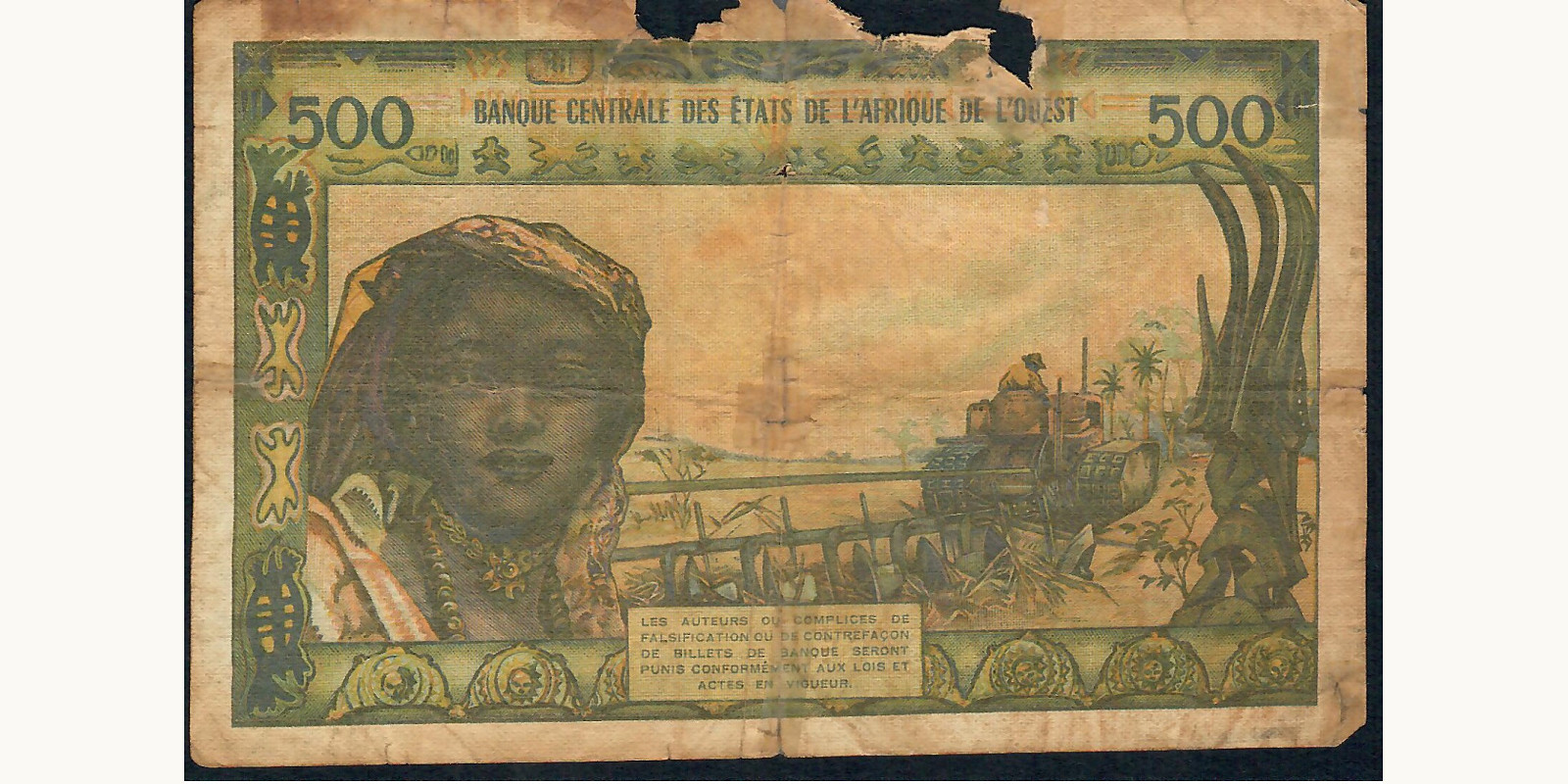 500 francs Нигер 1959 — Оборотная сторона