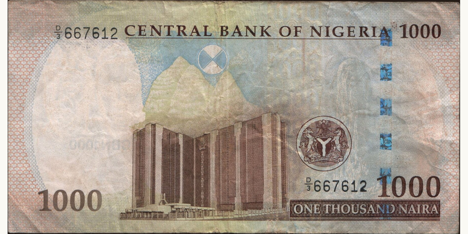 1000 naira Нигерия 2010 — Оборотная сторона