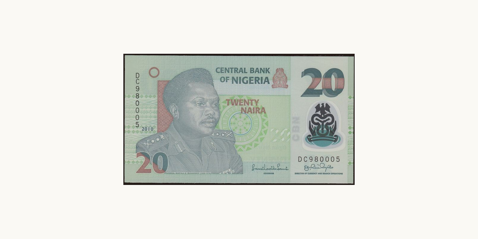 20 naira Нигерия 2010 — Лицевая сторона