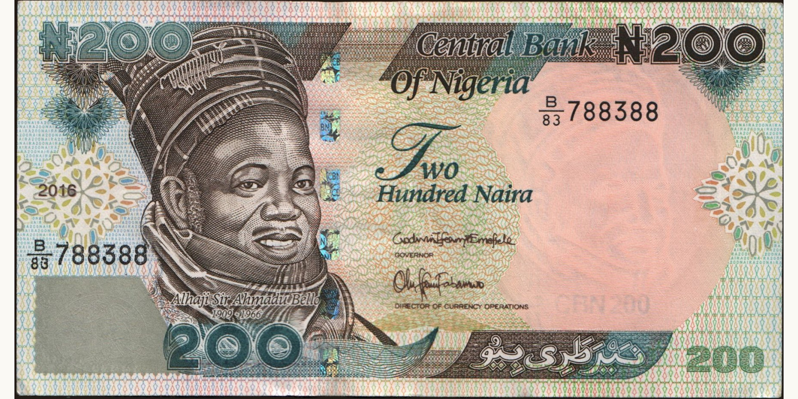 200 naira Нигерия 2016 — Лицевая сторона