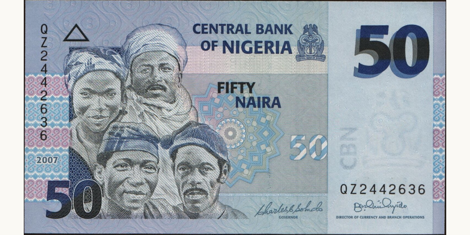 50 naira Нигерия 2007 — Лицевая сторона