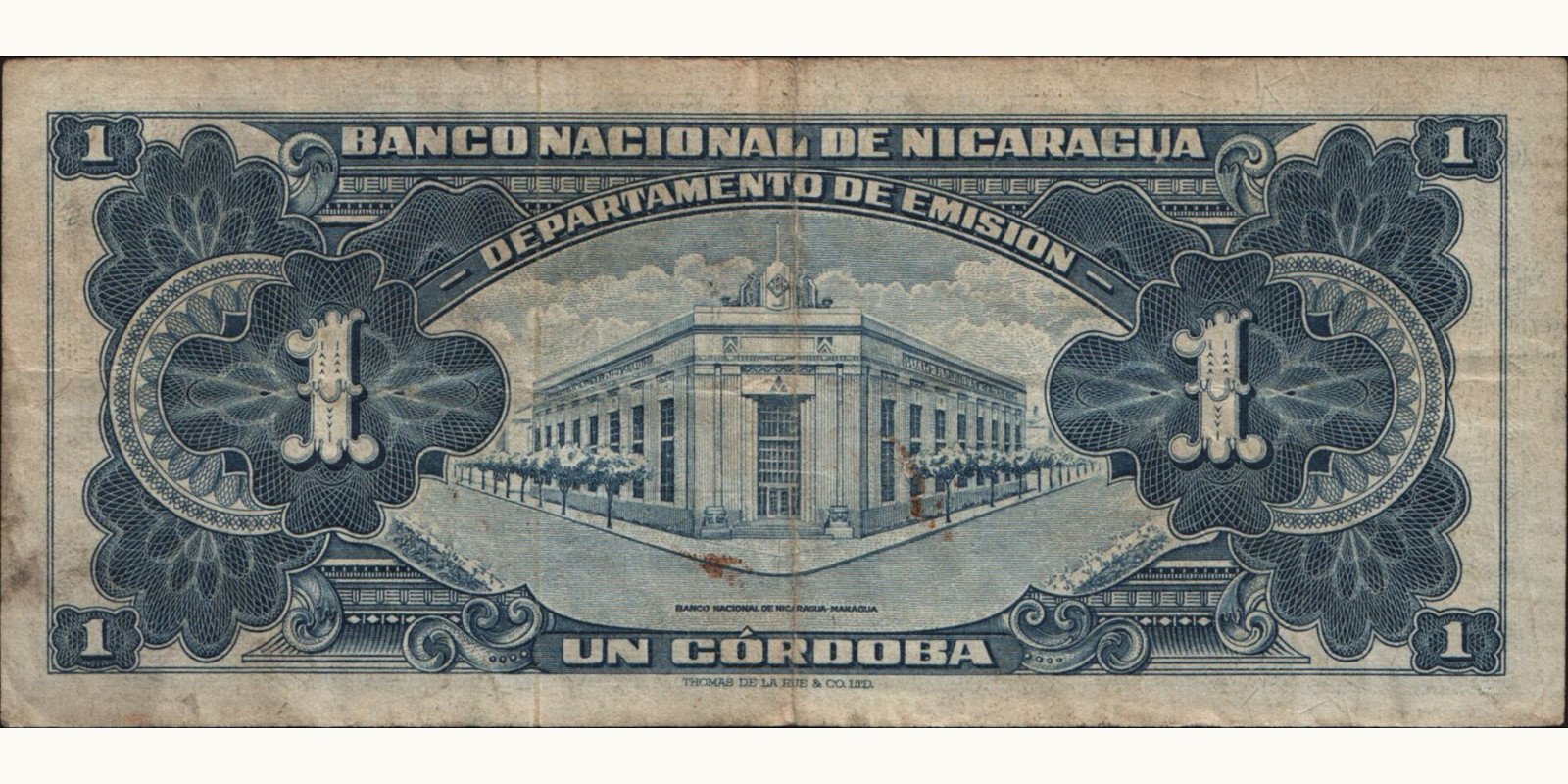 1 cordobas Никарагуа 1954 — Оборотная сторона