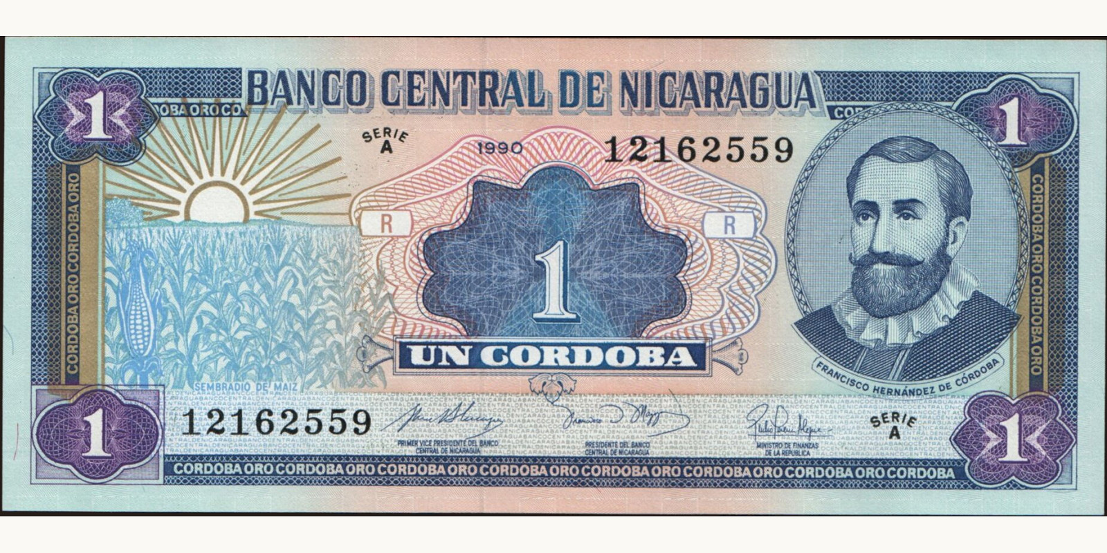 1 cordobas Никарагуа 1990 — Лицевая сторона