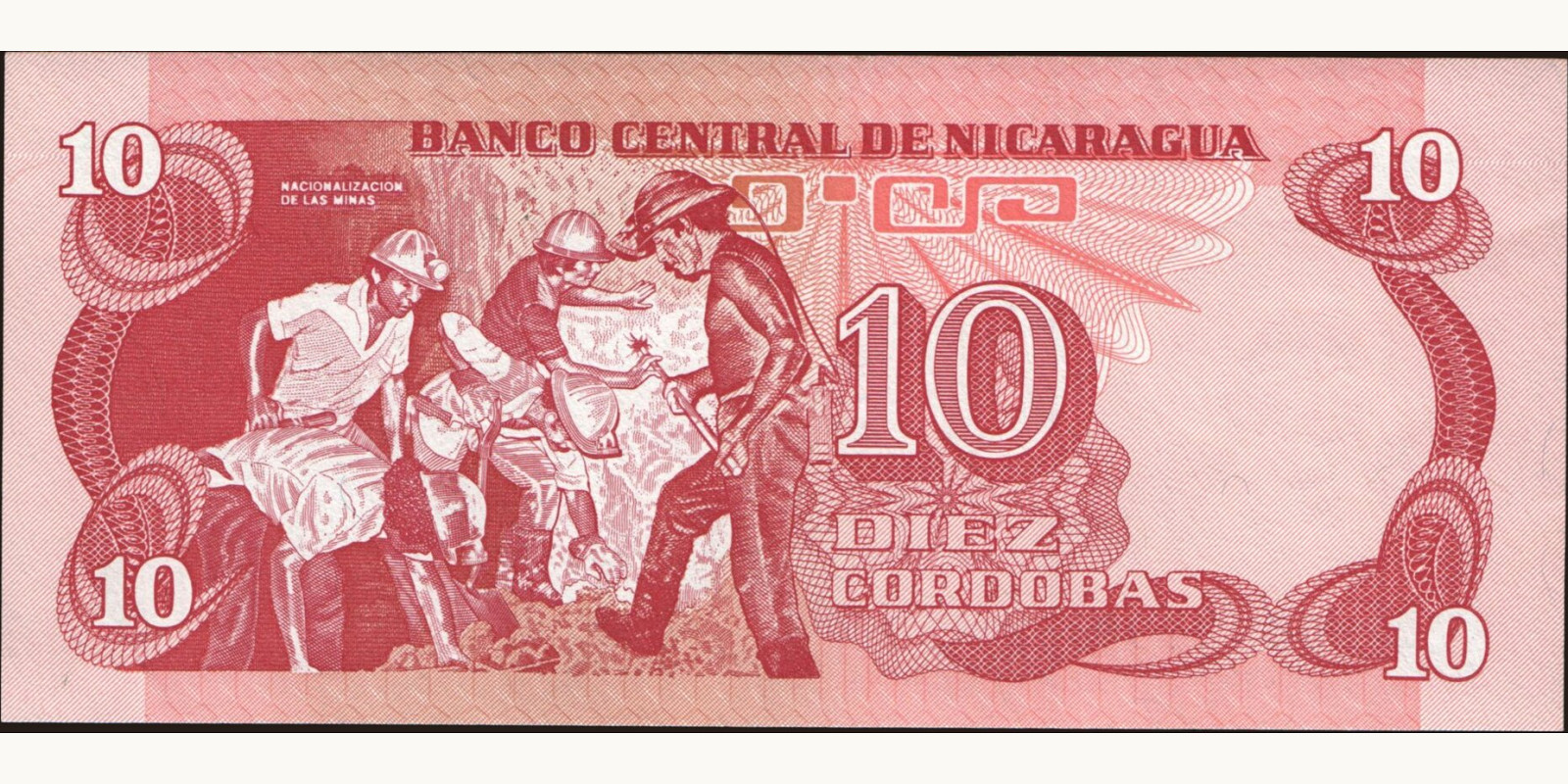 10 cordobas Nicaragua 1979 — Back side