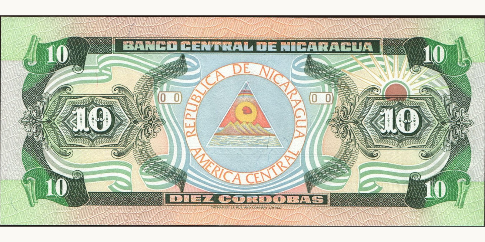 10 cordobas Никарагуа 1990 — Оборотная сторона