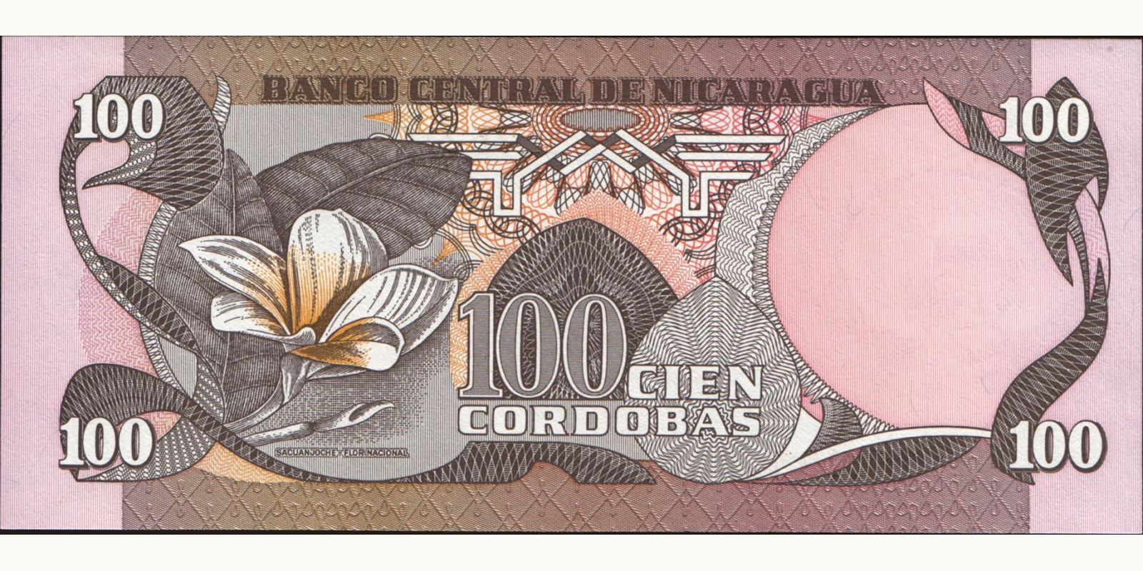 100 cordobas Nicaragua 1984 — Back side