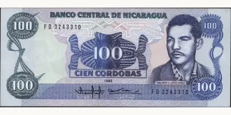 100 cordobas 1985