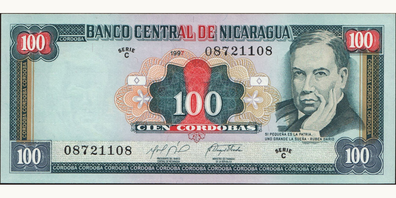 100 cordobas Никарагуа 1997 — Лицевая сторона