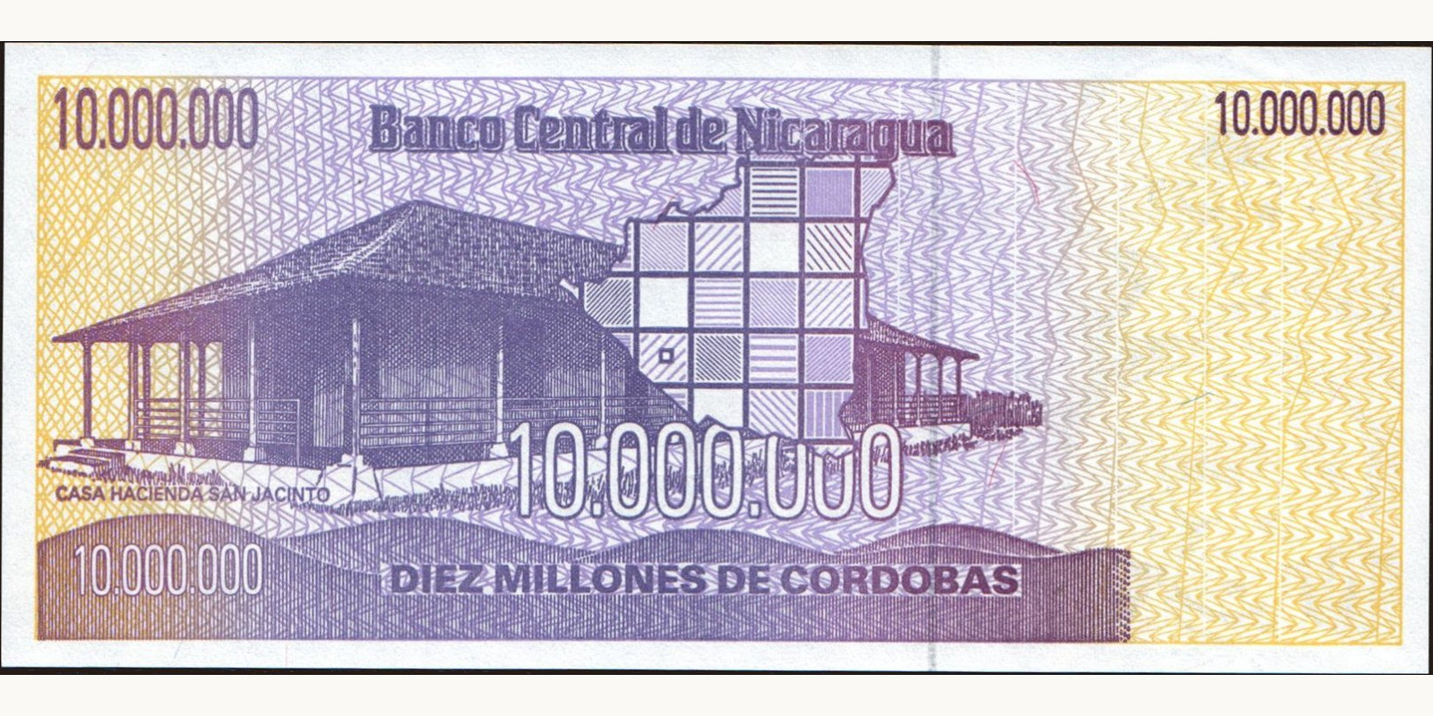 10000000 cordobas Никарагуа 1990 — Оборотная сторона