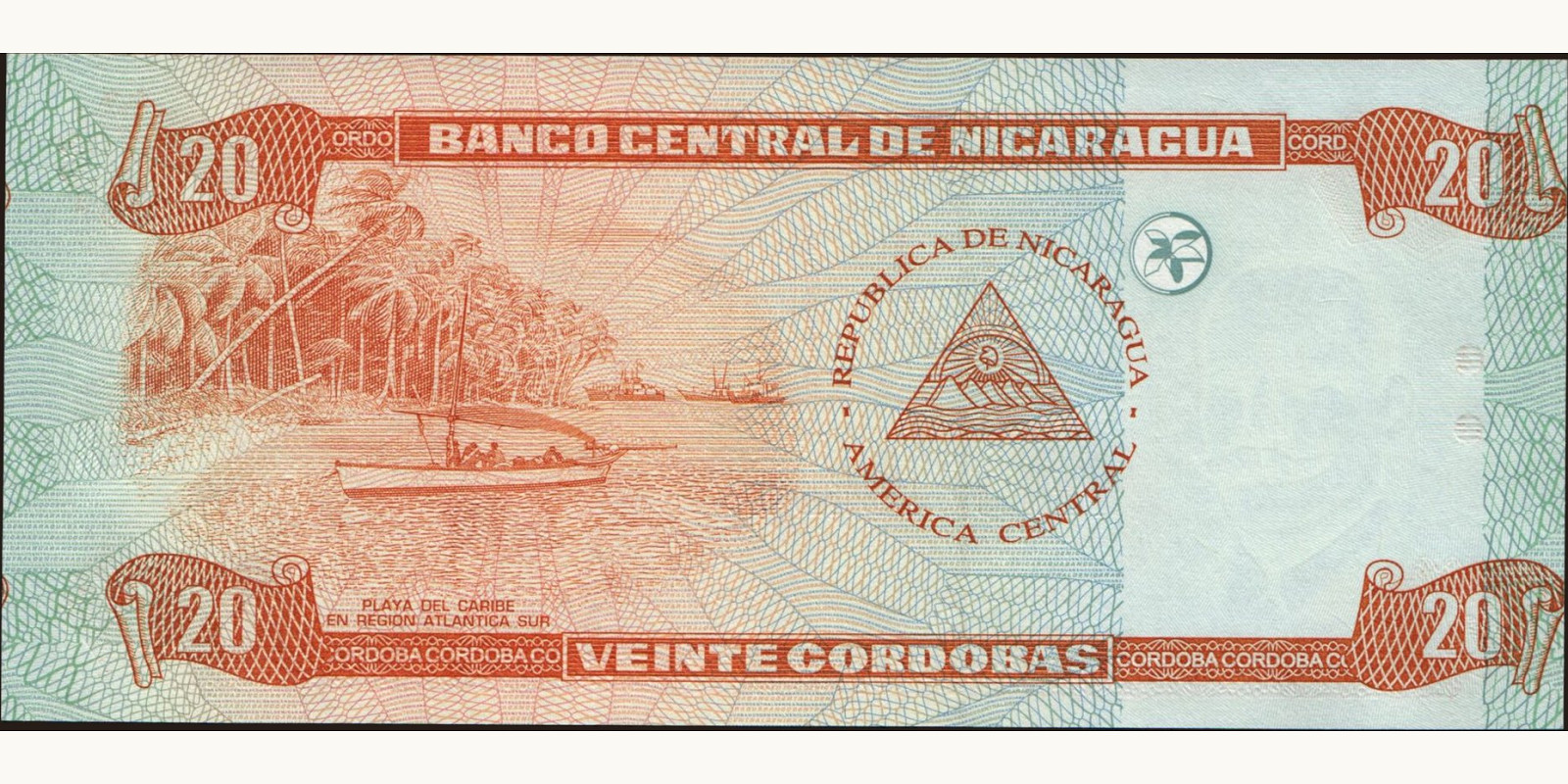 20 cordobas Nicaragua 2002 — Back side