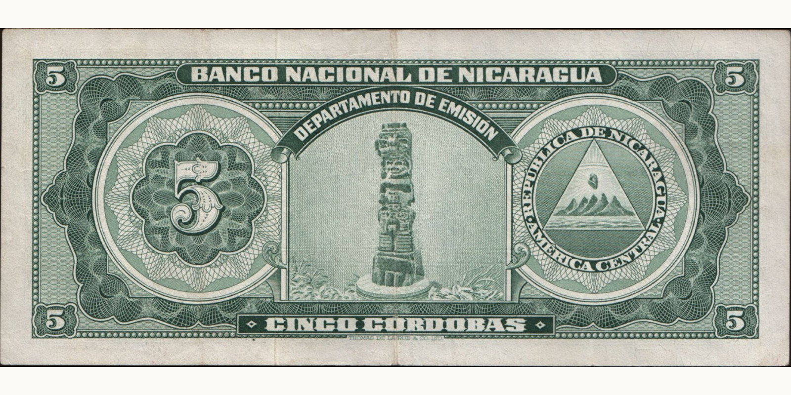 5 cordobas Никарагуа 1953 — Оборотная сторона