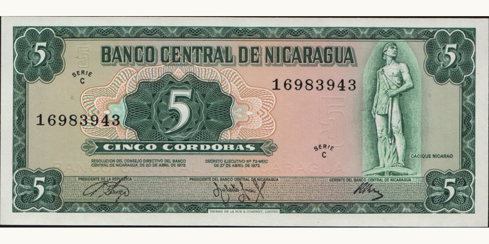 5 cordobas 1972