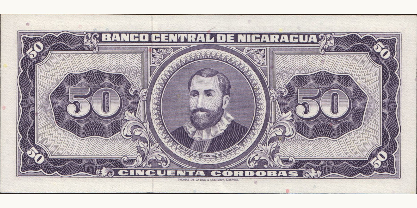 50 cordobas Nicaragua 1968 — Back side