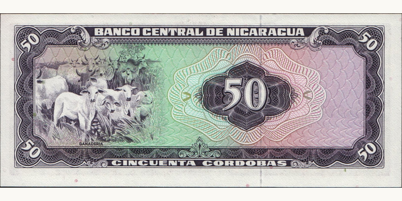 50 cordobas Никарагуа 1978 — Оборотная сторона