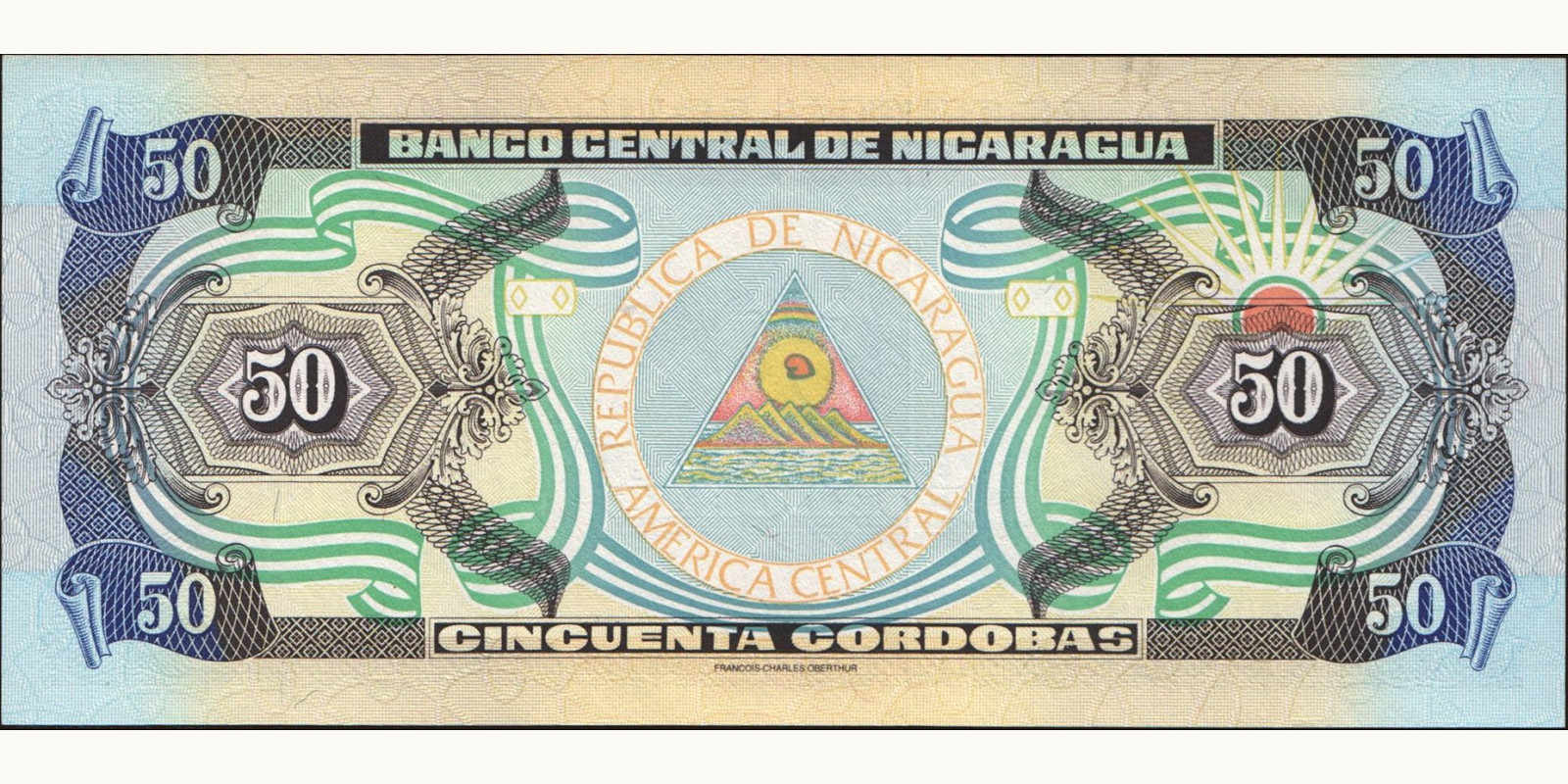 50 cordobas Никарагуа 1995 — Оборотная сторона