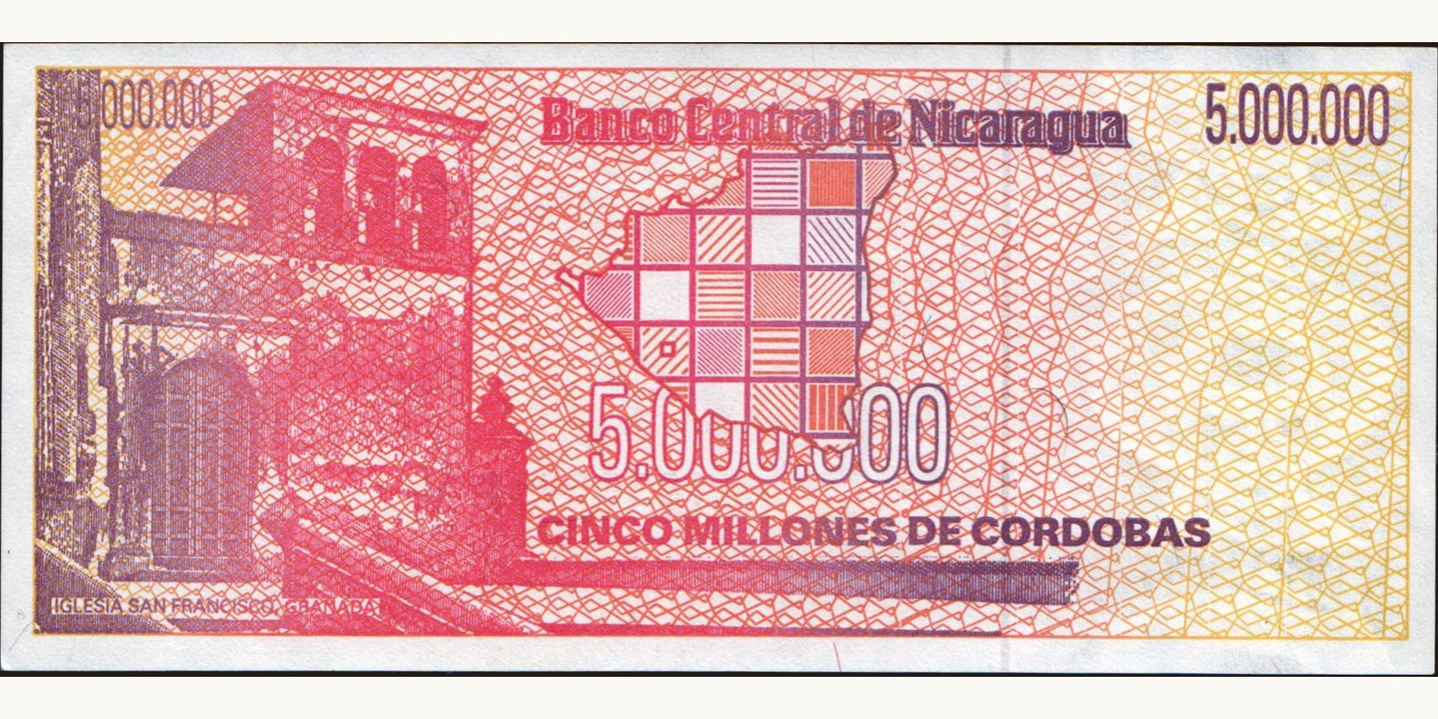 5000000 cordobas Никарагуа 1990 — Оборотная сторона