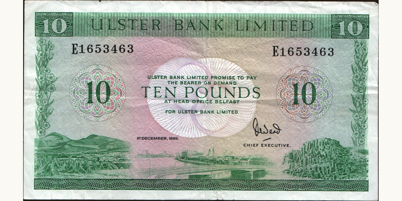 10 pounds Северная Ирландия 1989 — Лицевая сторона