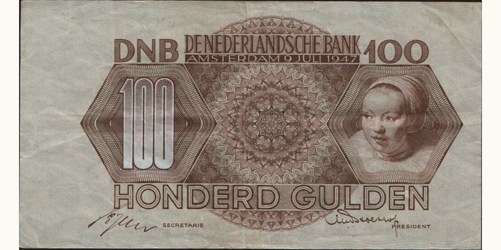 100 gulden Netherlands 1947 — Front side