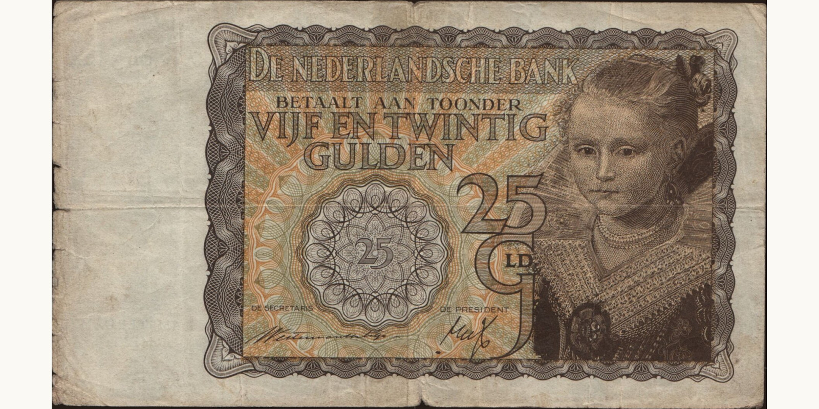 25 gulden Netherlands 1940 — Front side