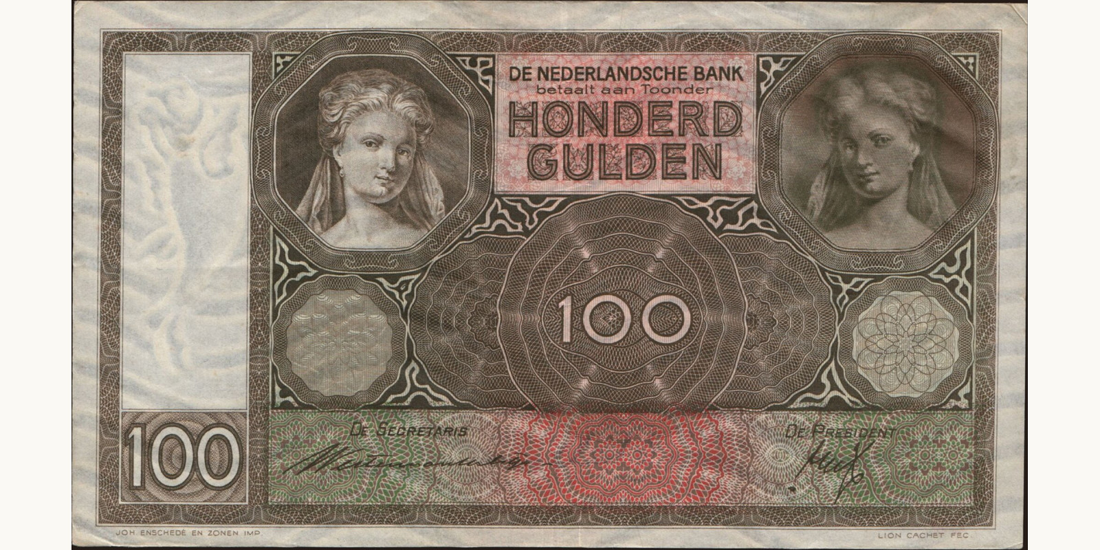 100 gulden Netherlands 1940 — Front side