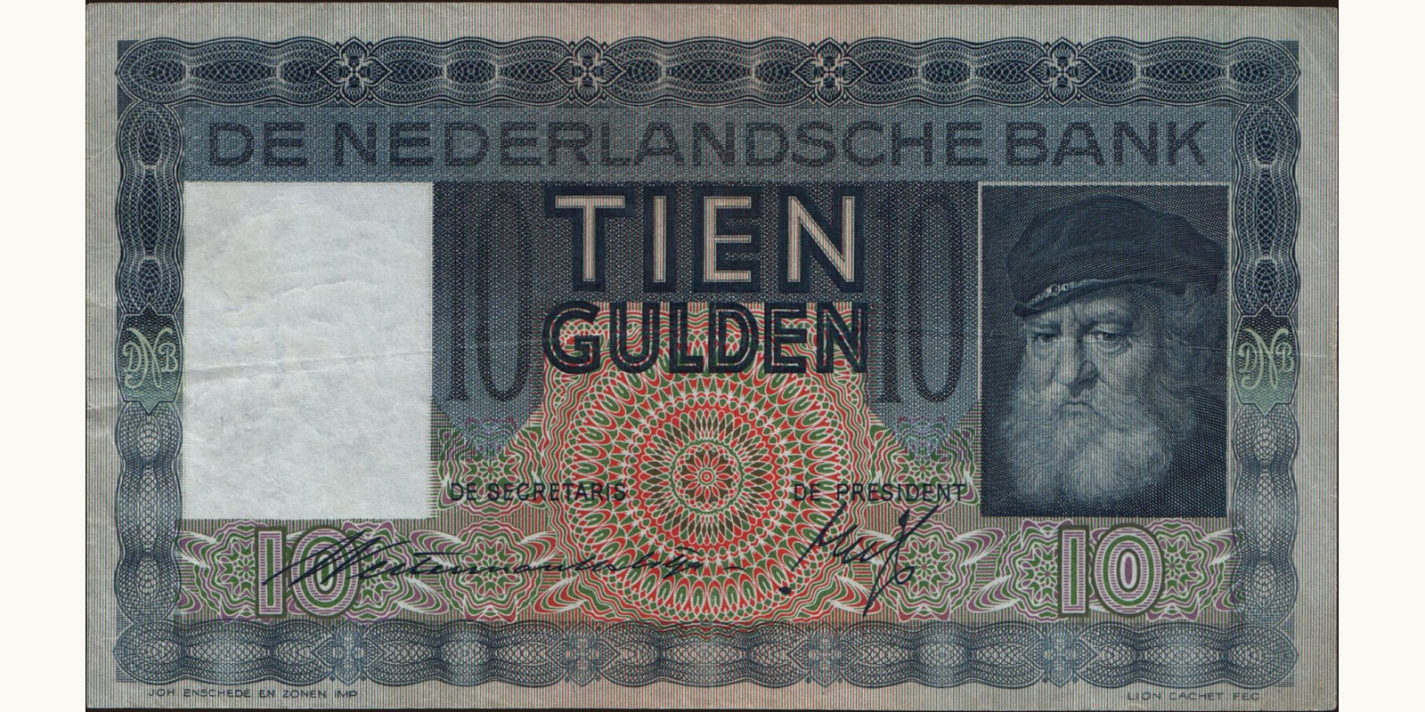 10 gulden Netherlands 1939 — Front side