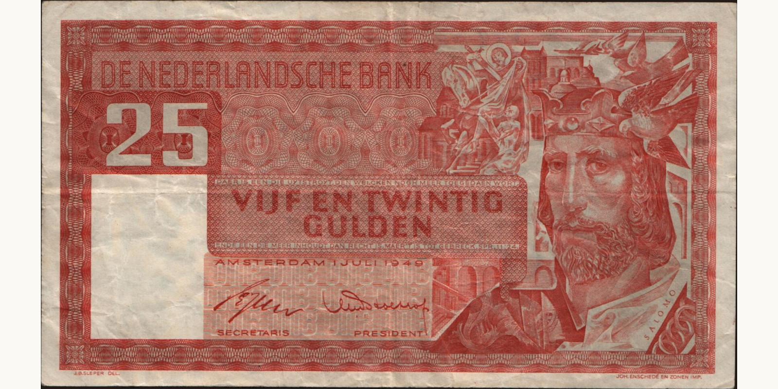 25 gulden Нидерланды 1949 — Лицевая сторона