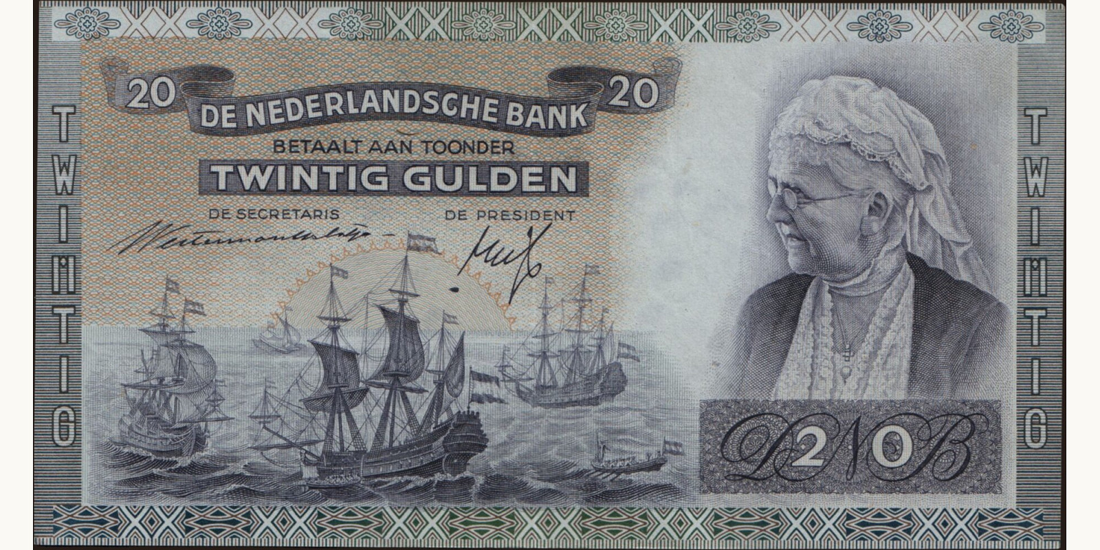 20 gulden Нидерланды 1941 — Лицевая сторона
