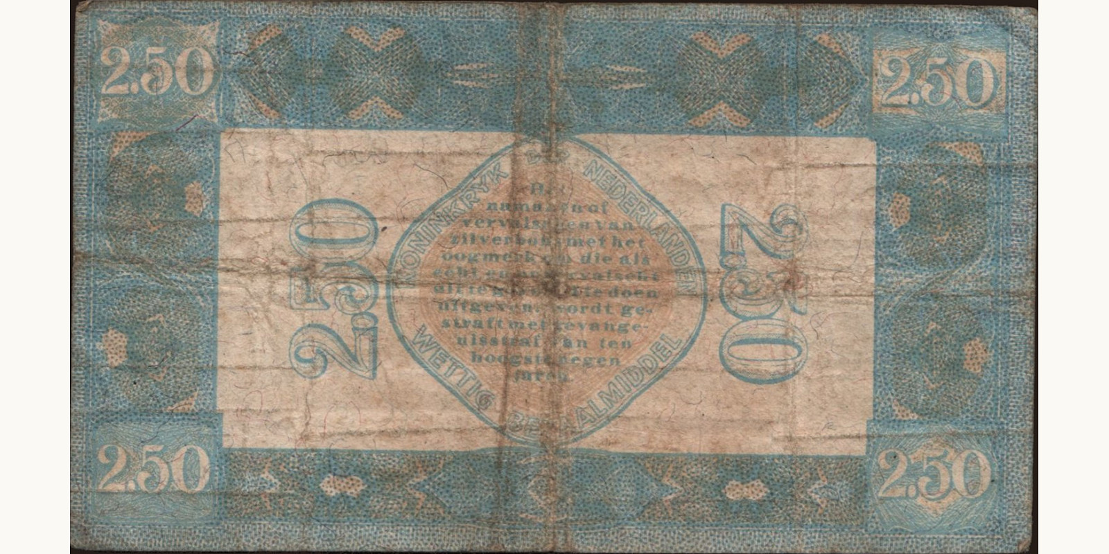 2 gulden Нидерланды 1927 — Оборотная сторона