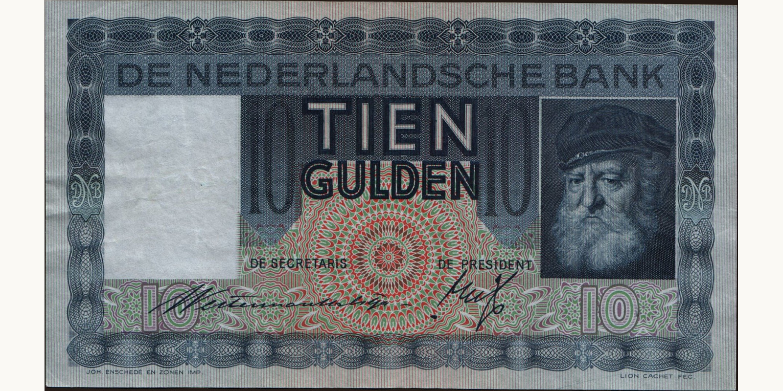 10 gulden Нидерланды 1933 — Лицевая сторона