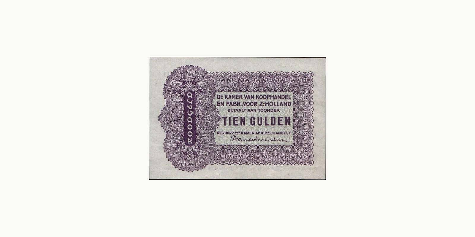 10 gulden Netherlands 1944 — Front side