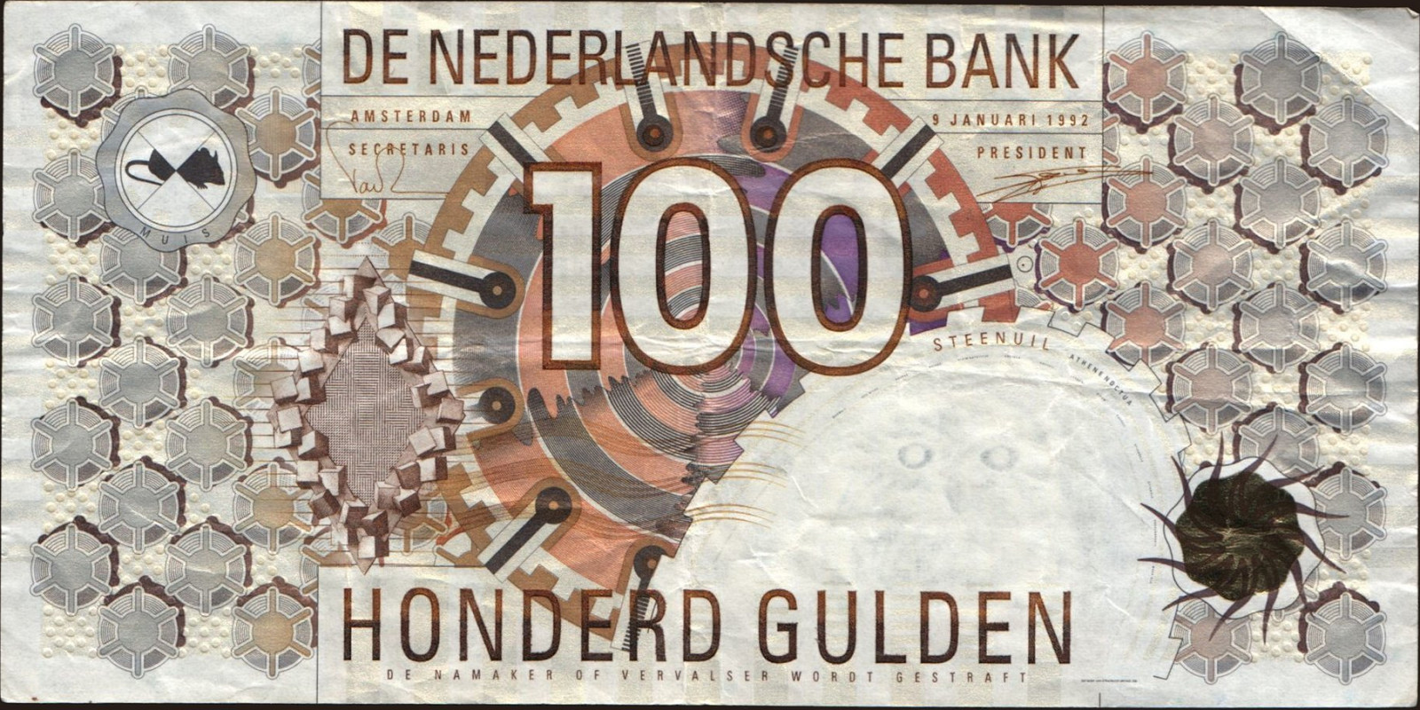 100 gulden Нидерланды 1992 — Лицевая сторона