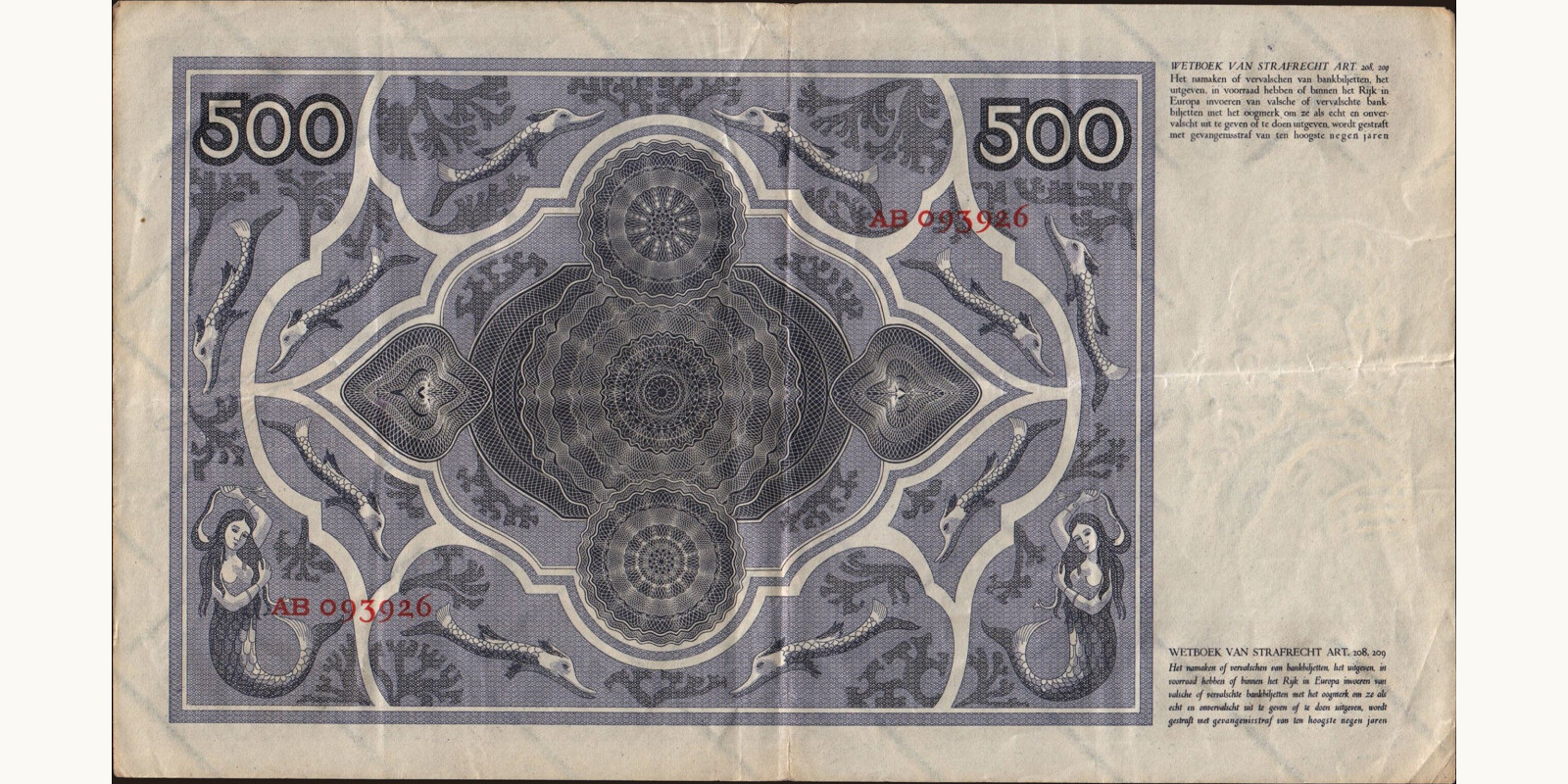 500 gulden Нидерланды 1930 — Оборотная сторона